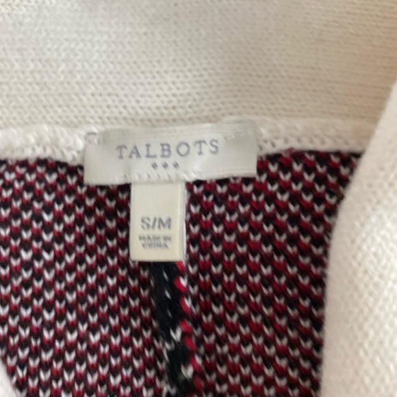 Talbots pancho sweater. Cream black and red plaid. Great condition. Womens s/m - Picture 3 of 5